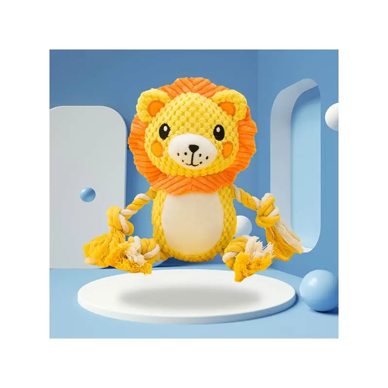 Hot Selling Lion Flurry Animals Shaped Dog Tug Toys, Indestructible Dinosaur Washable Pet Squeaky Chew Toy For Dogs