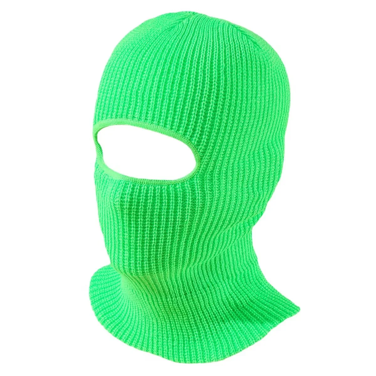 Wholesale custom windproof winter warm one hole ski mask knit hat unisex solid acrylic cycling full face mask Balaclavas hat