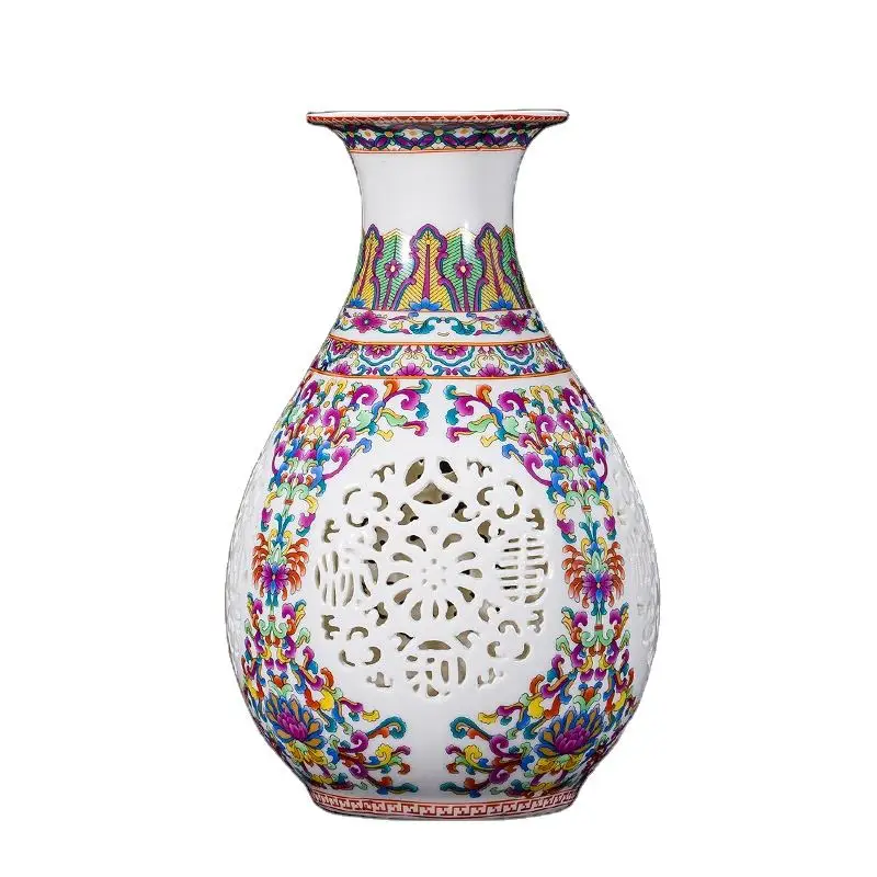 Modern Art Deco Glazed Porcelain Ceramic Vase with Bird Design for Home Kitchen Decor Small Size Tabletop Ornament