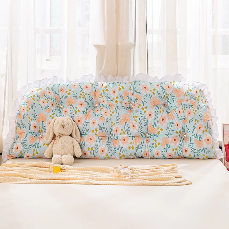 Solid Color 2024 new Night series washed cotton headboard cushion soft bag waist big back anti-collision bed night wiPillow Case