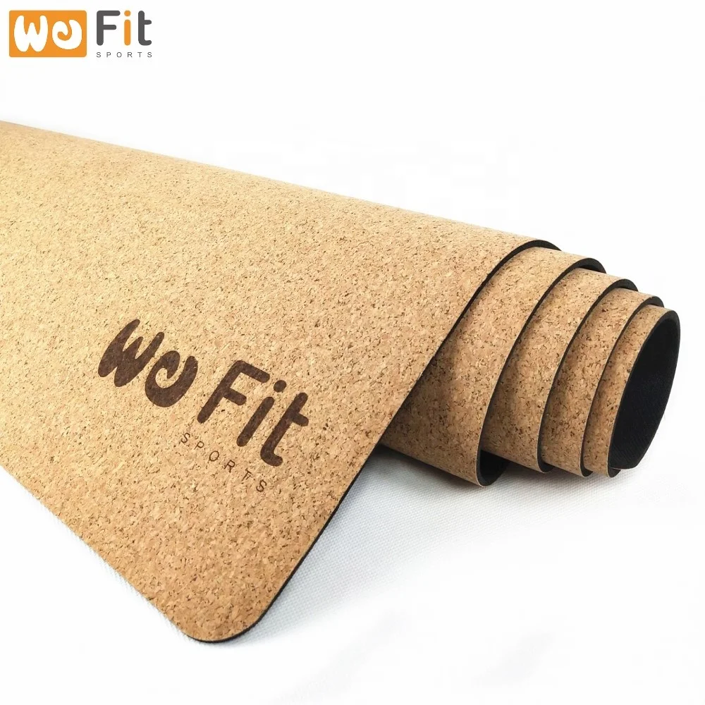 Factory manufacture Custom logo Eco Friendly cork natural rubber Mat non-slip yoga fitness exercise mat
