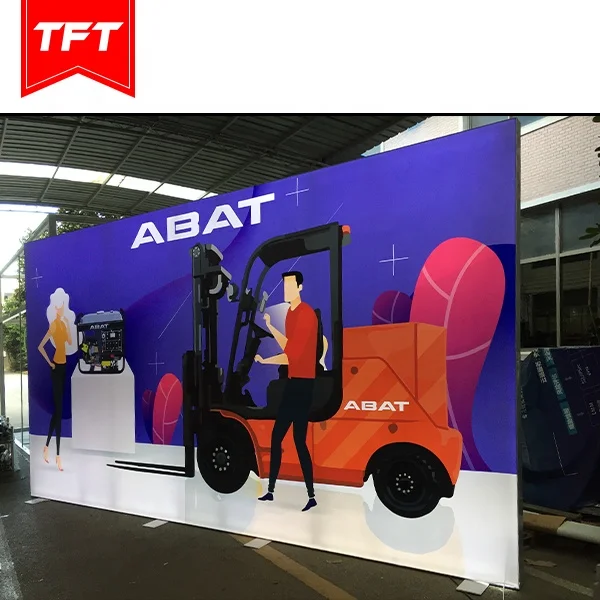 High Quality Portable Aluminium Frame Stretch Fabric Double Sided Backlit Exhibit Booth Backdrop