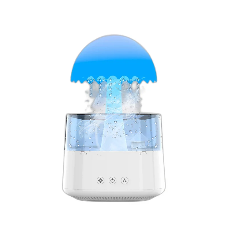 Electric Cloud Raindrop Humidifier with Adjustable Water Flow Speed Aromatherapy Function 7 Color Light Water Drip Sound