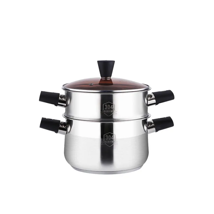 
304 Food Grade Stainless Steel Steamer And Cooker Cooking Pots 2 Layer Food Steamer Pot 