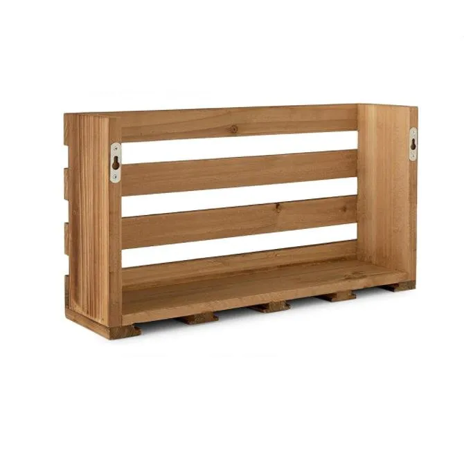 Wholesale Grey Wood Wall Mounted Wine Glass Bottle Rack Carbonized shelf with