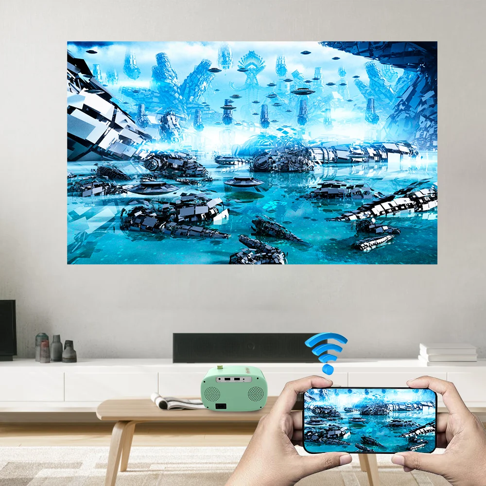 Factory LOW Price P28 MINI Projector Smart TV WIFI Portable Home Theater Cinema Sync Android 9.0 Phone Beamer LED Projector