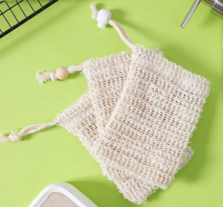 Natural Fiber Soap Bags for Foaming and Drying The Soap, Organic Soap Bag With Pouch Holder for Shower Bath