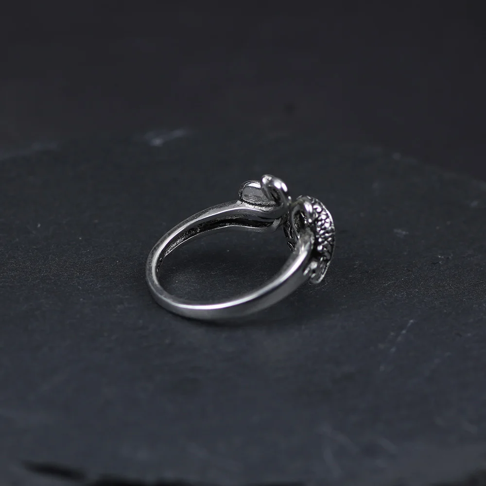 Authentic 925 Sterling Silver Fish And Lotus Flowers Rings For Women Adjustable Vintage Jewelry Aneis Feminino