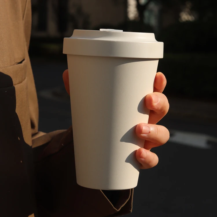 K&B Wholesale Customized Bamboo Fiber Biodegradable Reusable Coffee Cup Mugs With Lid