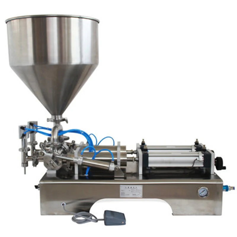 DOVOLL Horizontal Manual Control Single/Double Nozzles Bottle Cream Jam Filling Machine With Hopper For Paste Shampoo