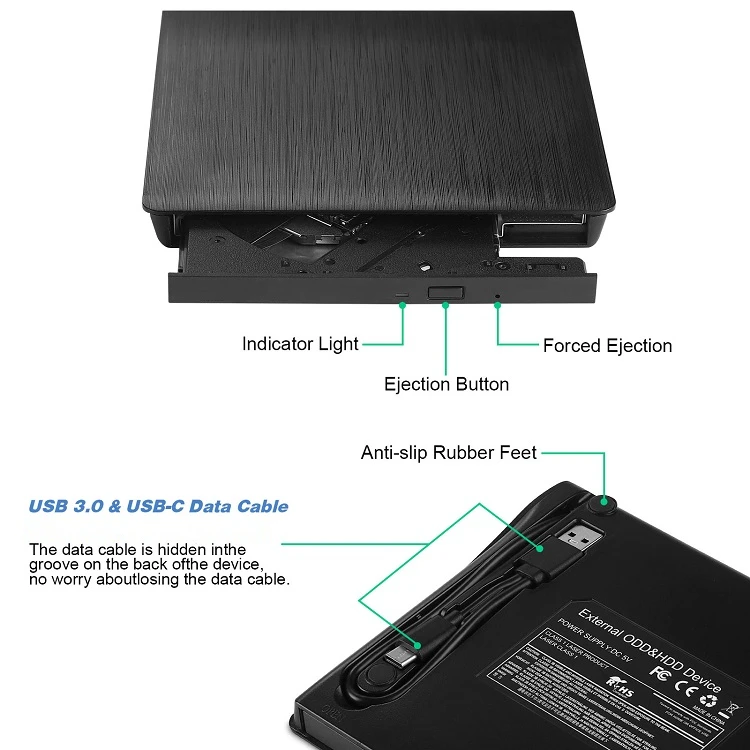 Лидер продаж, внешний dvd-привод для ноутбука, внешний dvd-rw, устройство записи CD-R записи для Mac OS windows PC, оптический привод