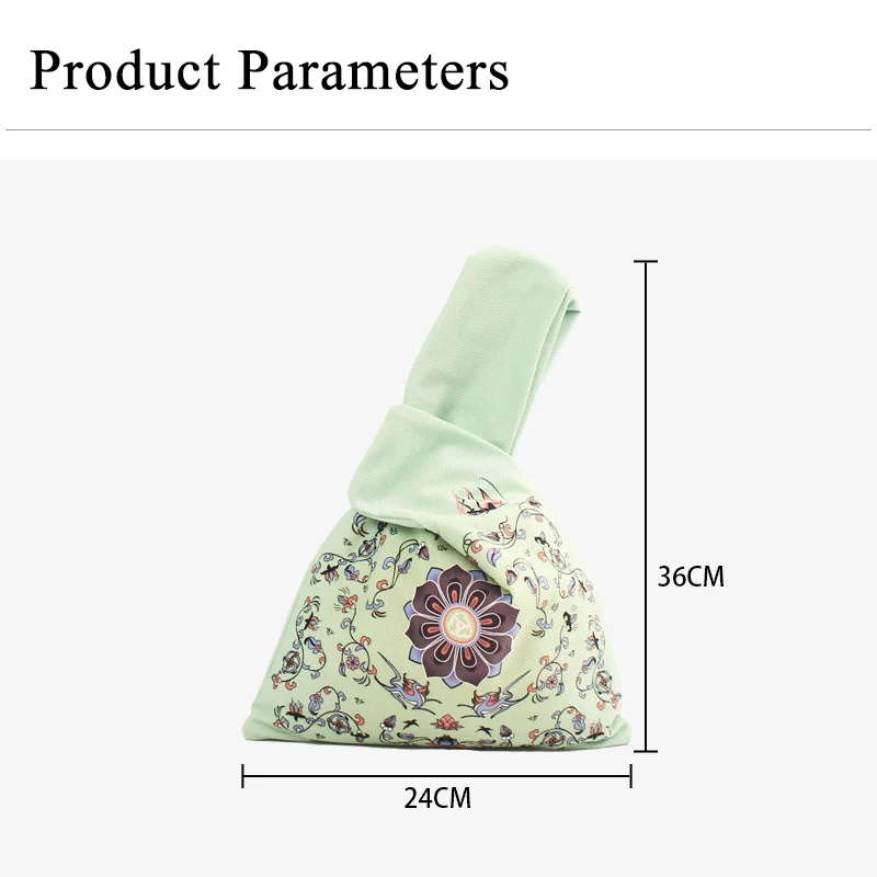 Green mini canvas tote fruits shop link for toddlers organza knot suppliers mini portable knot wrist bag