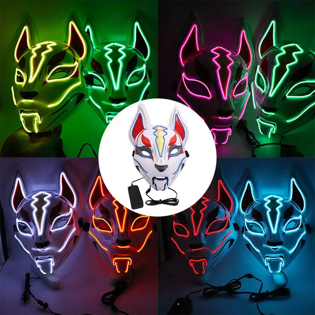 
Fox EL Wire Mask Neon Led Light UP Cosplay Mask Halloween Party Rave Led Mask Dance DJ Payday Costume Props 