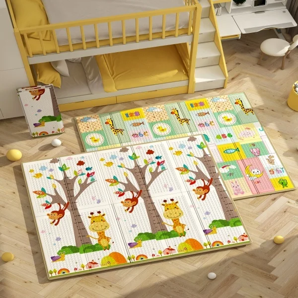 Double-sided color printing Unisex XPE Large Foldable Baby Play Mat Soft Educational Toy for Crawling and Picnics Foam Material