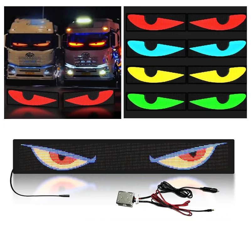 Programmable LED Display Truck Devil Eyes with Matrix Type Trucks Interactive Animation Flexible Screen Front Rear Window USB