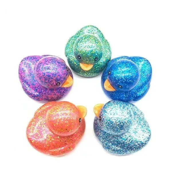 wholesale Promotional Rubber Glitter Duck Bath Toys Soft Rubber Duck Bath Toy for kids