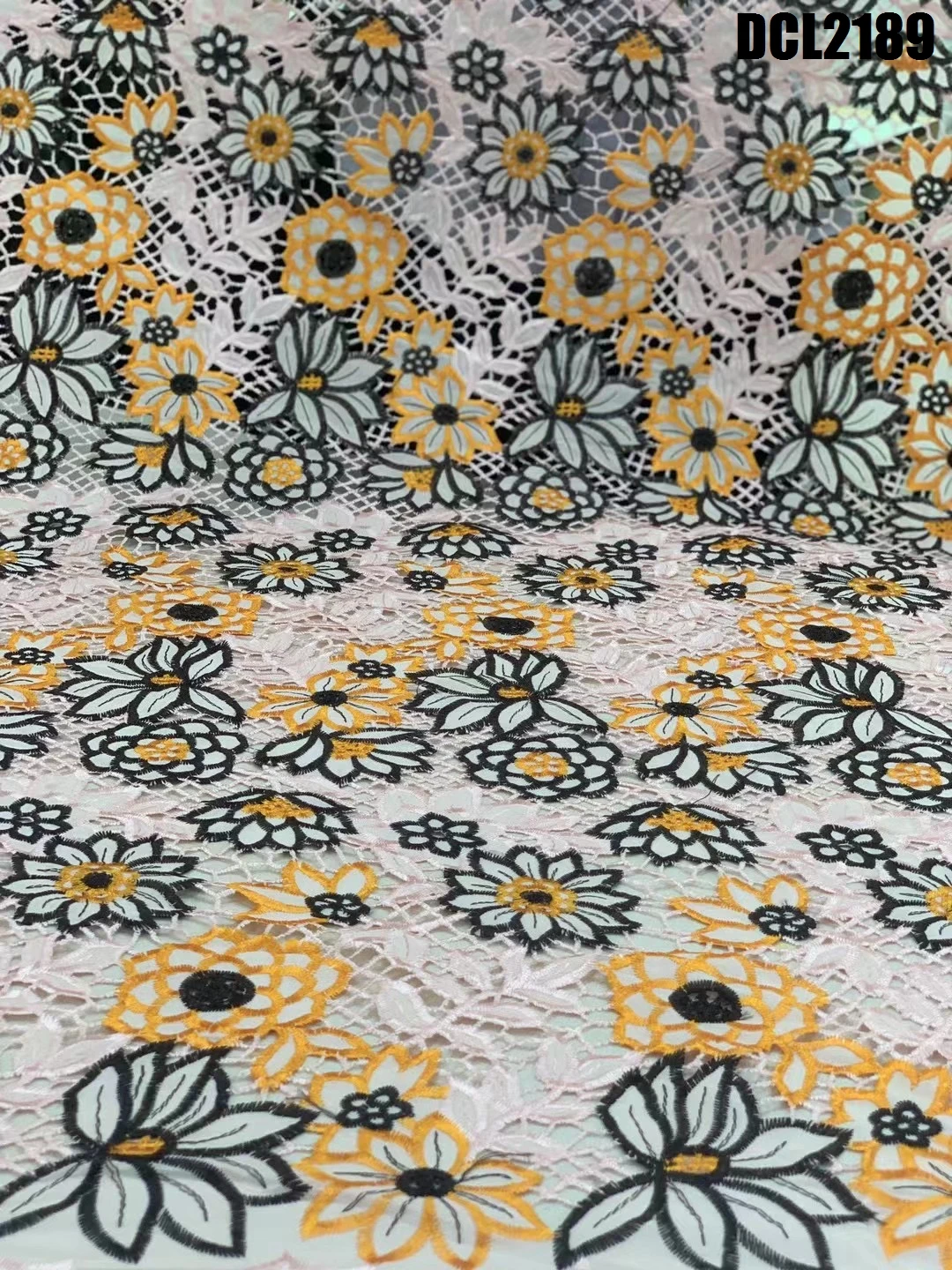 New multicolor embroidery laser guipure lace fabric French embroidery hollow lace fabric for Middle Eastern celebration dress