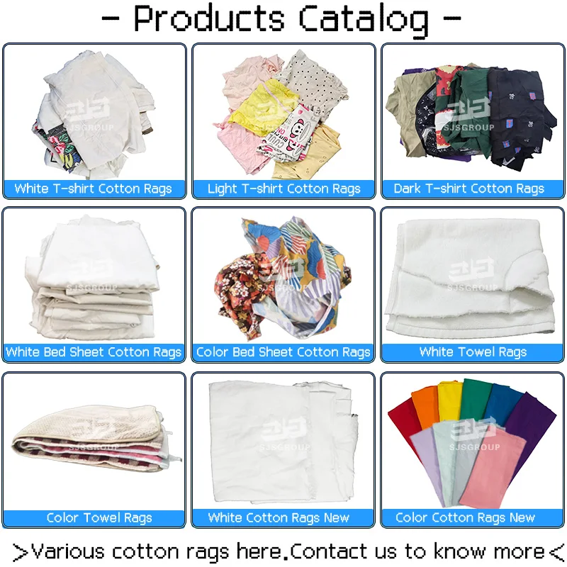 Industrial trapo 10kg Wiping Rags used recycled color cotton Cleaning clothes waste mixed T-shirt cotton rag