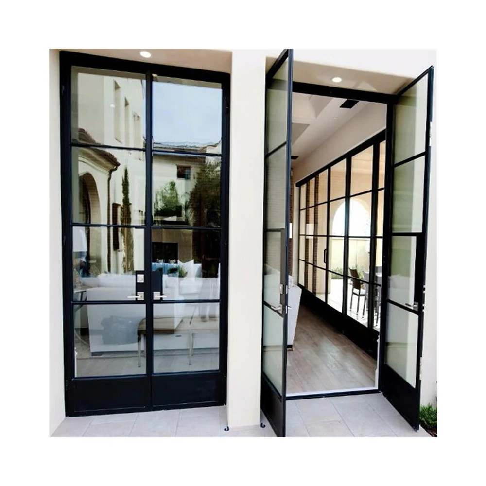French door modern steel partition wall swing door with door hardware