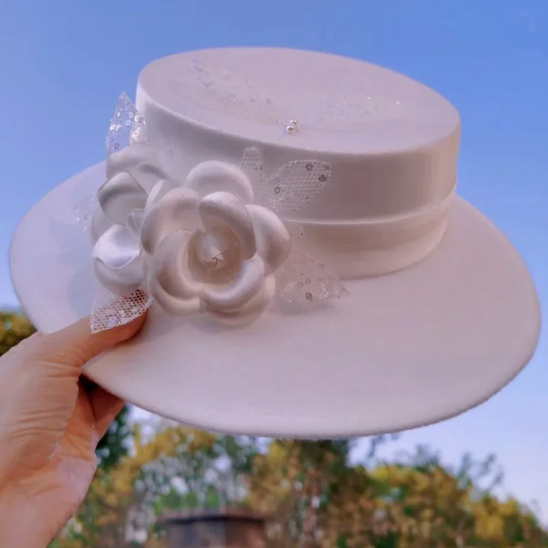 HEFT BOOOGE Retro More Designs Bow Pearls Ladies Veil White Bridal Formal Hats