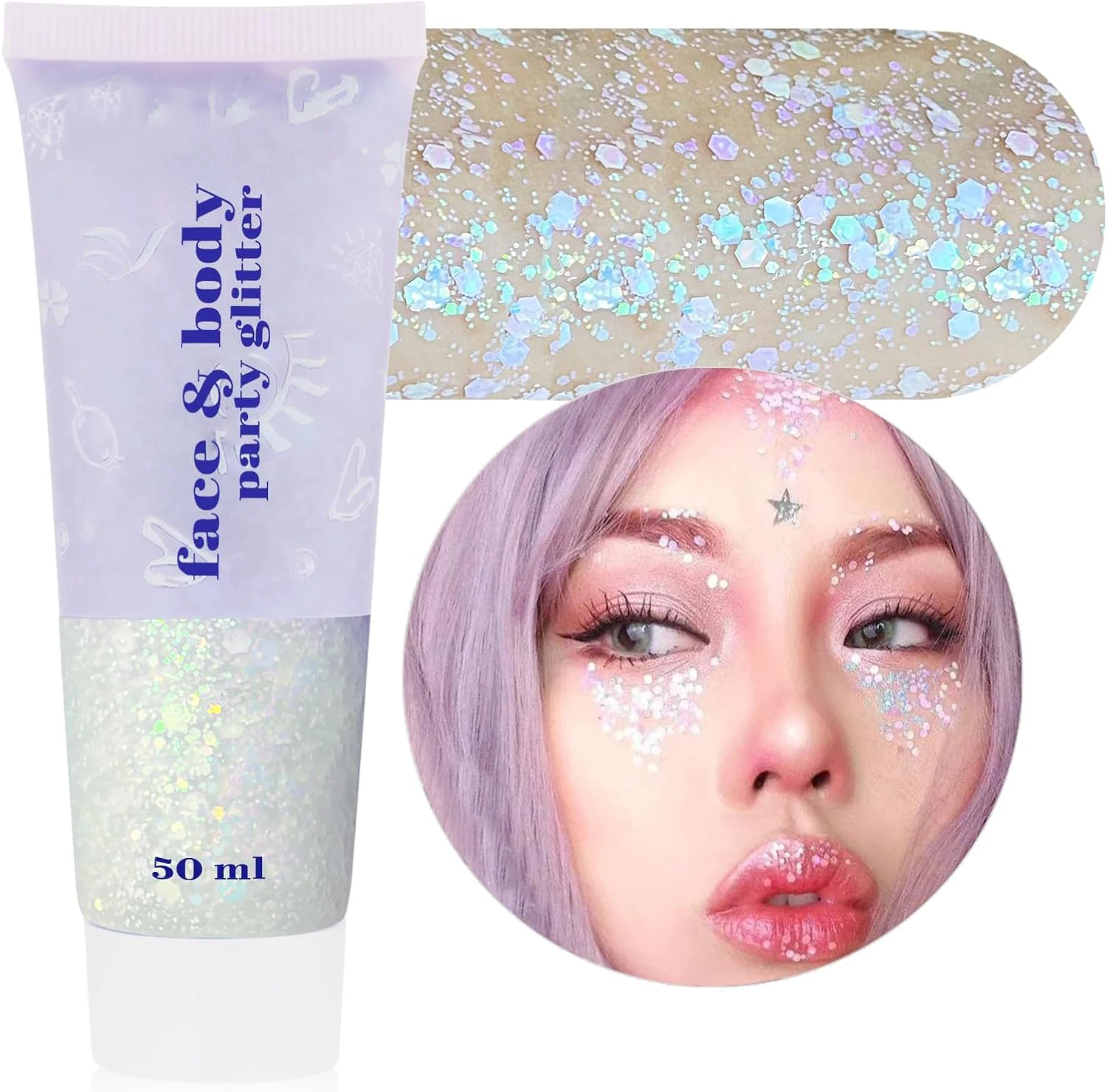 Han Linger Sparkling Makeup Shimmer Highlighter To Use And Glide Smoothly Music Festival Concert Outfit Face Glitter Makeup Gel