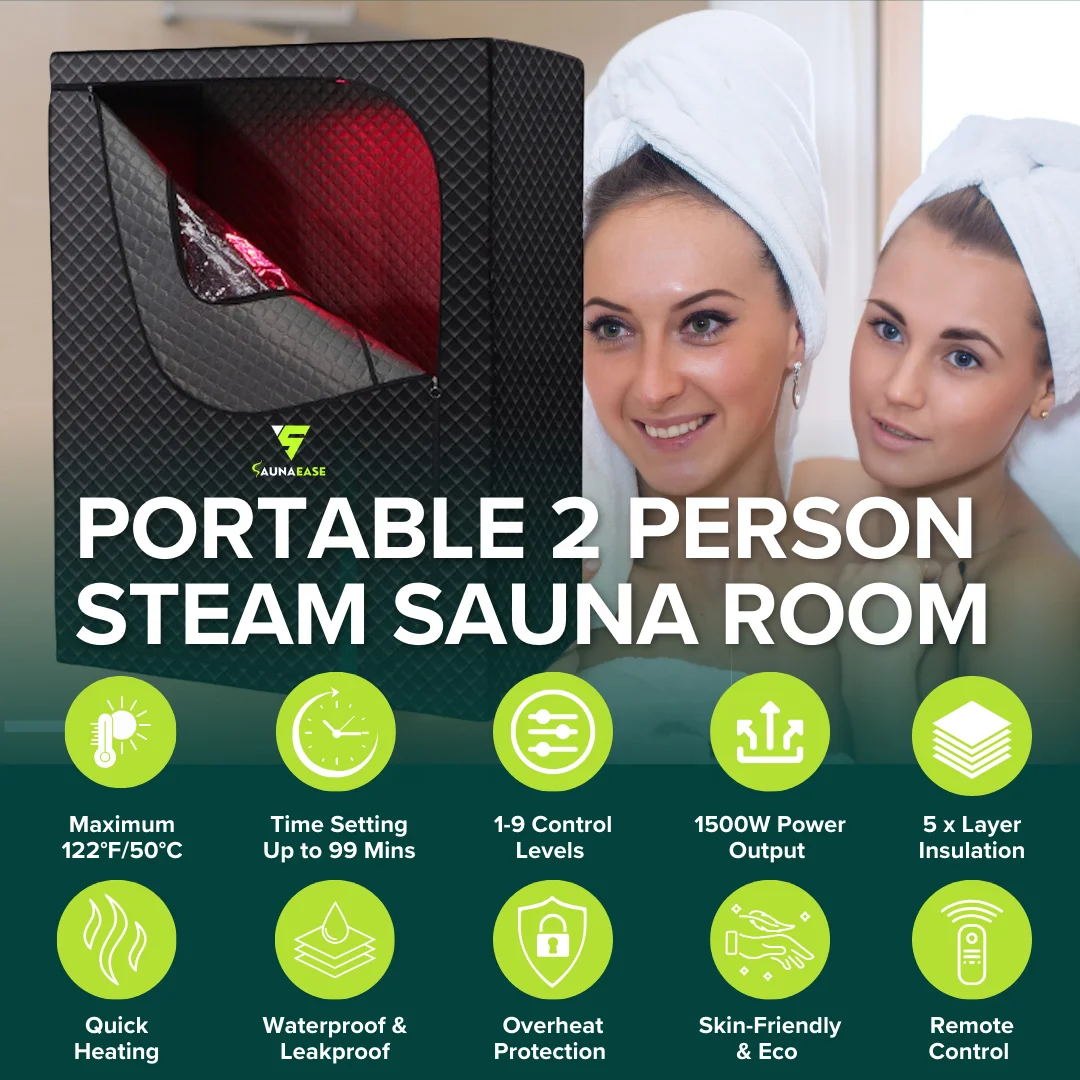 2 Person Outdoor Infrared Sauna Tent- Portable Full-Spectrum Steam Sauna for Home & Relaxation