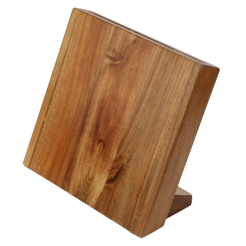Premium Acacia Wood Kitchen Knife Holder Magnetic Universial Knife Block for KitchenKnife