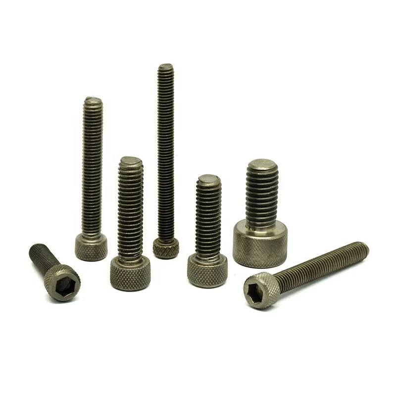 gr5 Anodized black colored M3 M4 M5 M6 M7 M8 M10 bicycle motorcycle Cup head knurled titanium screw in China wholesale screws