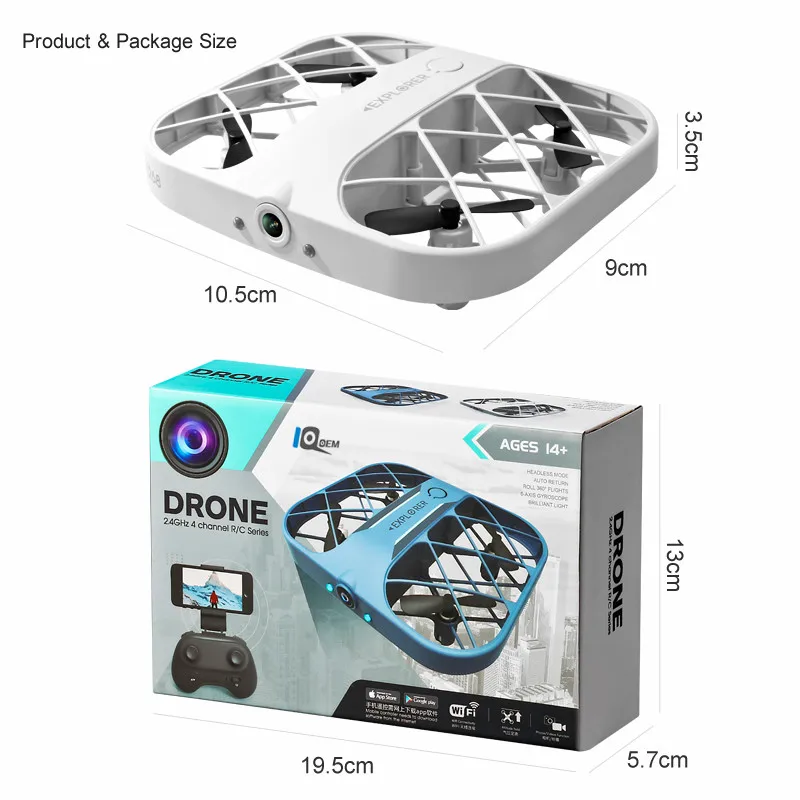IQOEM 2023 Kids 2.4G Portable Hand Gesture Control Rc Mini Plane Drones Aircraft Quadcopter Flying Toy with HD 4k Camera