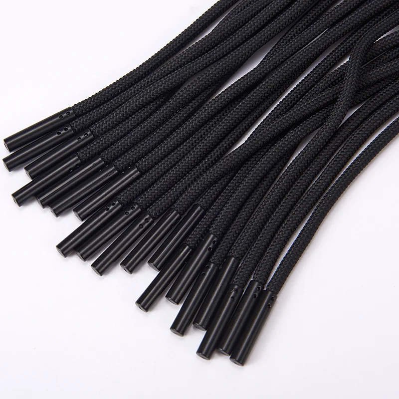 New Arrival Eco-friendly Custom Fashion Polyester Round Flat Drawstring Cords With Metal End Tips for Hoodie shorts