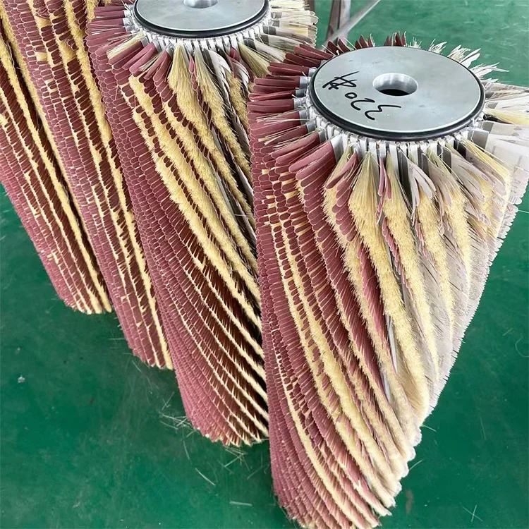 Factory directly sell wood rotary polishing brush with sandpaper and sisal China