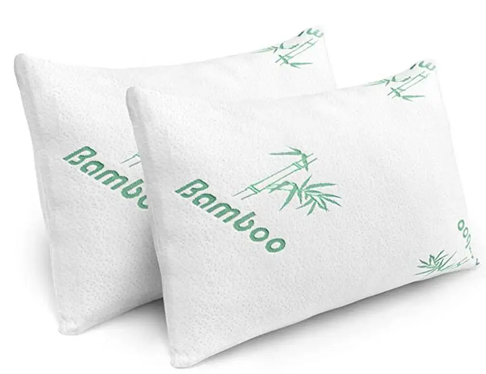 Bamboo standard bed pillow shredded memory foam pillow with zipper removable cover