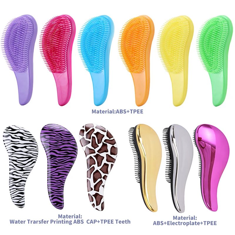 TPEE Bristle Professional Plastic Curved Massage Hair Brush Detangle Brush with Custom Logo, Barbershop Hairdressing Tools