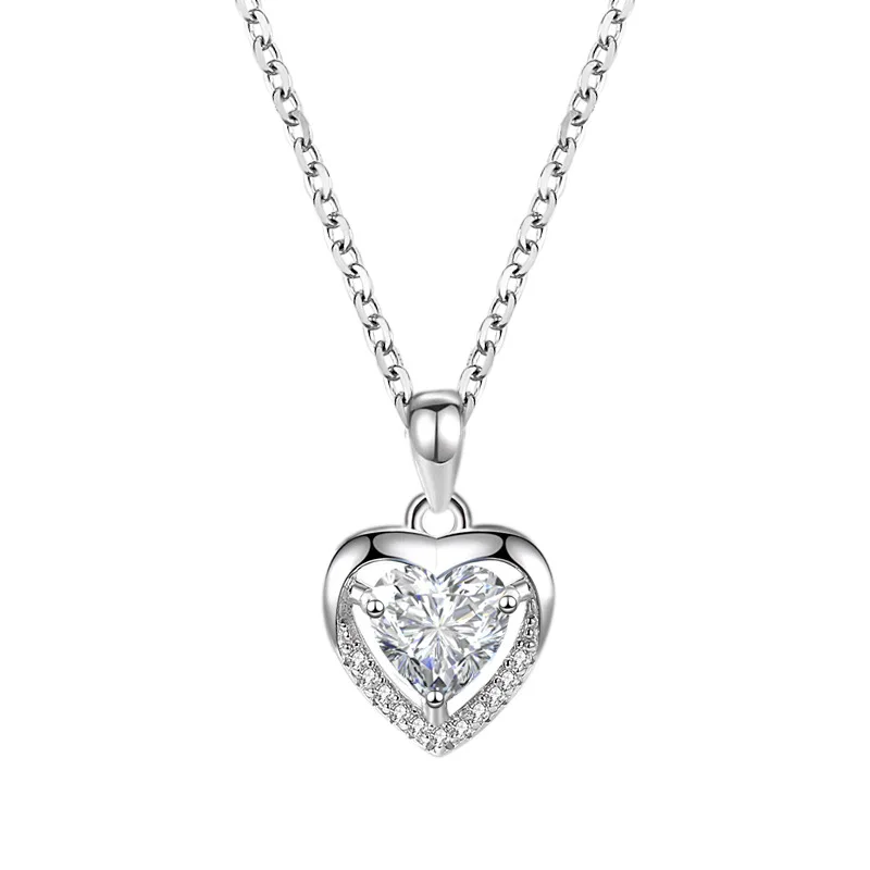 The Heart of Ocean blue CZ Inlay with Moissanite High Carbon Diamond Fine 925 silver necklace Jewelry