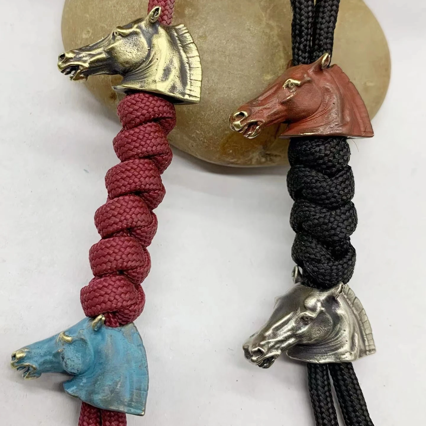 2023 латунный кулон с головой двенадцати зодиаков лошади, Маленькая подвеска с белой медной лошадью в монгольском стиле, индивидуальный зонтичный шнур