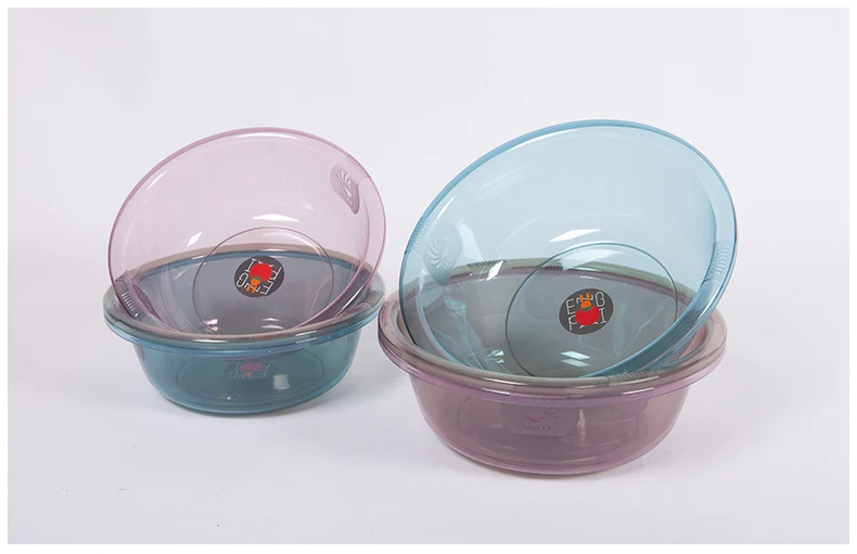 household eco-friendly clear round kitchen bathroom plastic laundry wash washbasin foot plastic wash basin