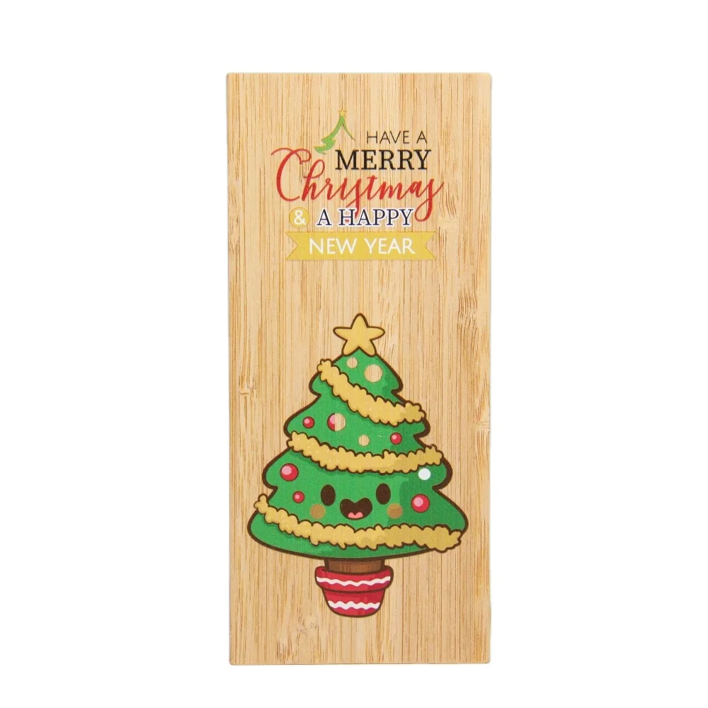 Bamboo Wooden Christmas Greeting Card