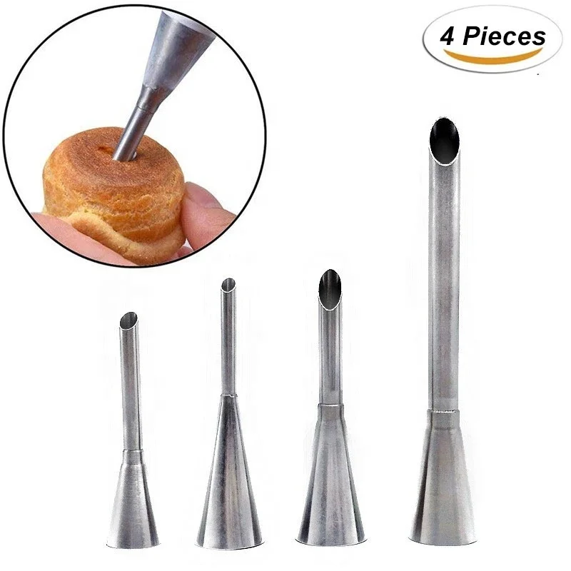 4pcs Stainless Steel Icing Piping Nozzle Cream Beak Pastry Puff Cream Injector Cake Nozzle Baking Tool Cake Baking tool