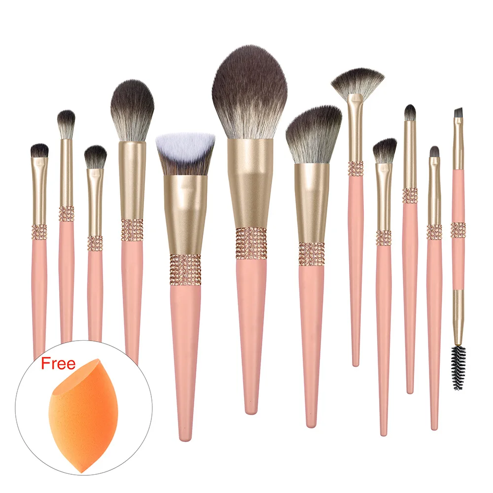 custom logo soft luxury makeup brush set with logo natural hair eyes full set kids makeup brush and sponge set