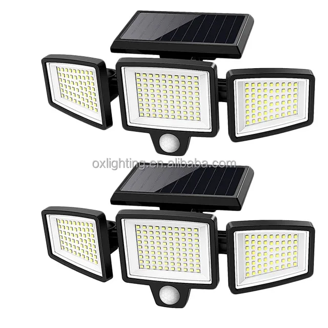 Outdoor Waterproof Nightwatcher 3 Head Adjustable Auto Decorative  Motion Sensor Solar  Security Balcony Garden Wall Light