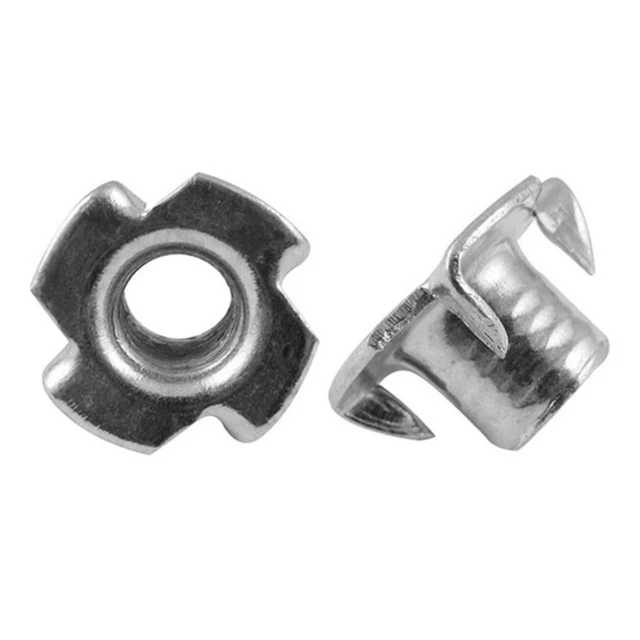 Carbon Steel Blue Zinc Plated T Nuts Four Claw Prong Tee Nut din1624 4-Prong Tee Nuts