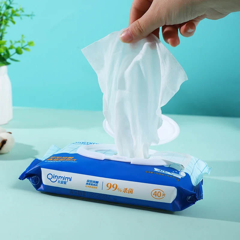 Qinmimi 40pcs biodegradable flushable toilet factory wholesale private cleaning household essential portable wet toilet paper