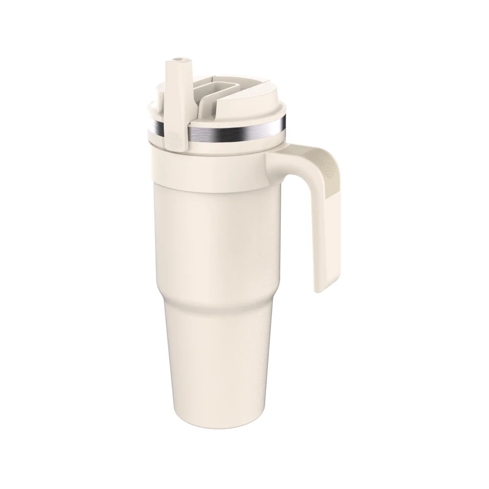 Patent 40 Oz Tumbler with Handle and Built-In Straw Lid, Insulated Leak Proof Stainless Steel Tumbler