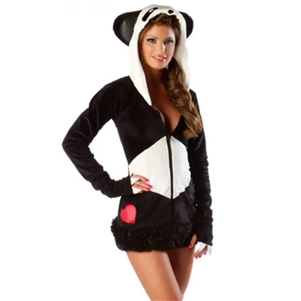 Sexy Black and White Panda Christmas Adult Furry Animal Cosplay Costume Halloween Carnival Party Fancy Dress M40300