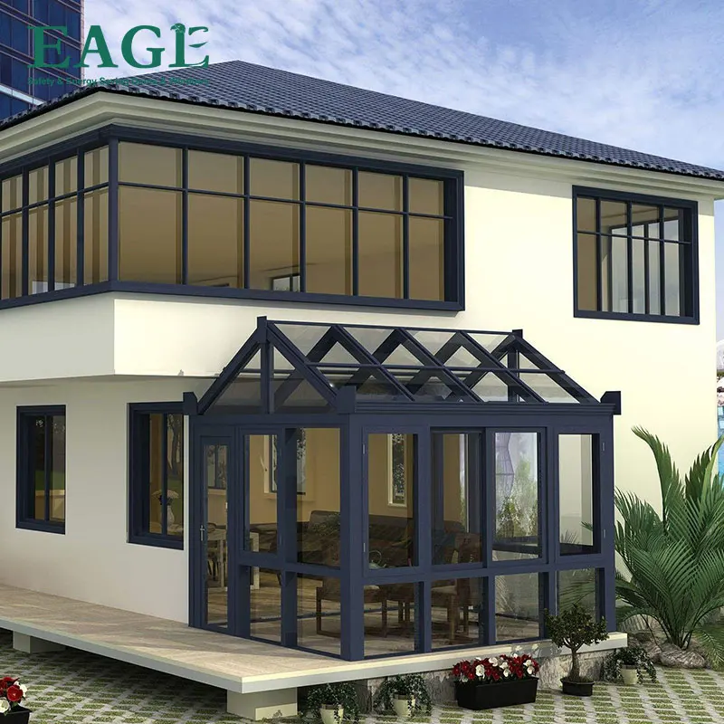 Aluminum outdoor glass house extension sun room with LOWE glass waterproof