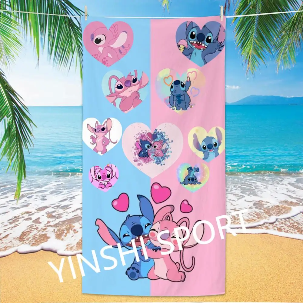 Summer Products 2024 Stitches Kids Cartoon Beach Towels Terry Cloth Hand Towels Printed Microfiber Beach Towel