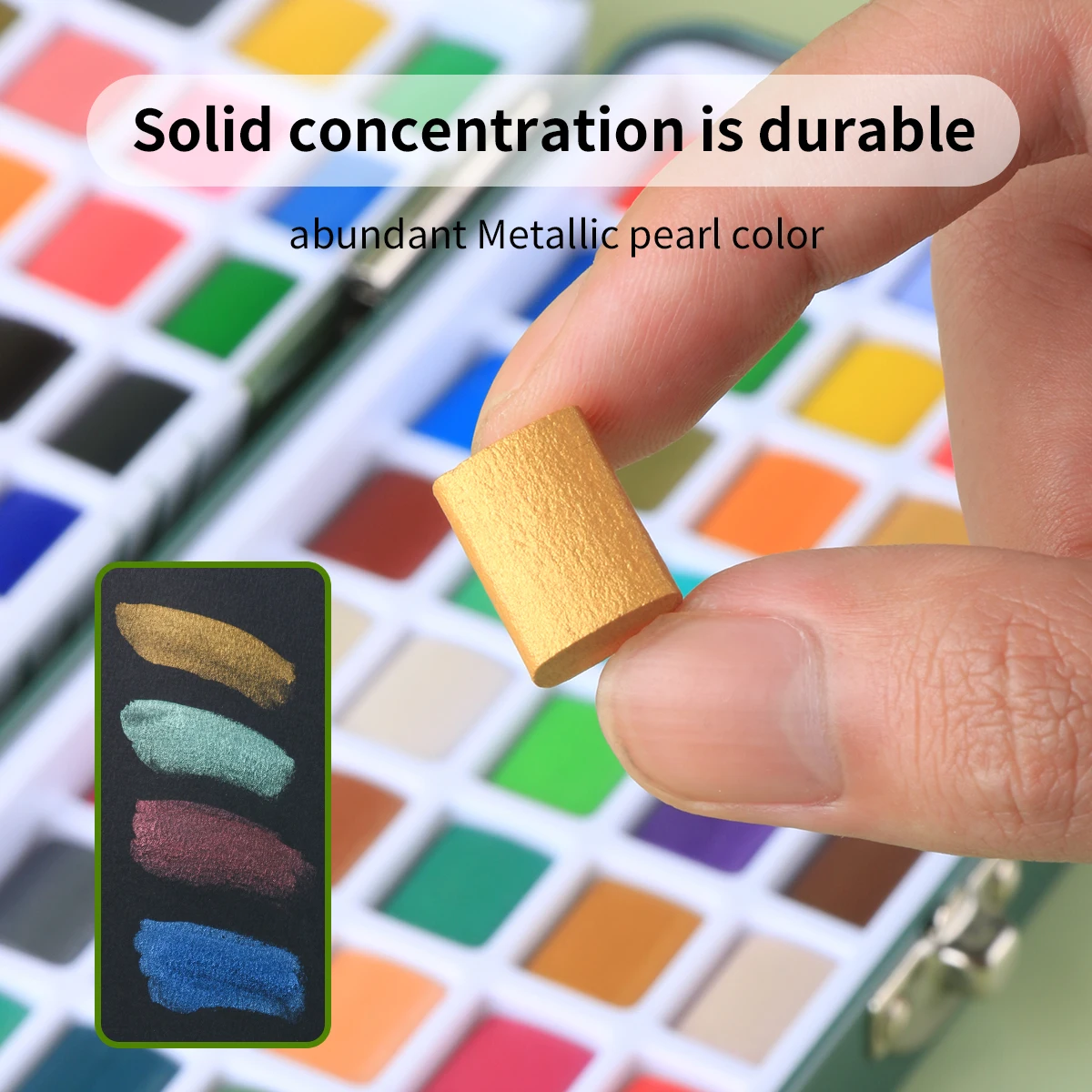 Giorgione 168 Colors Solid Glitter Metallic Watercolor Paint Set with Tin Box and Free Gifts For Watercolor Painting