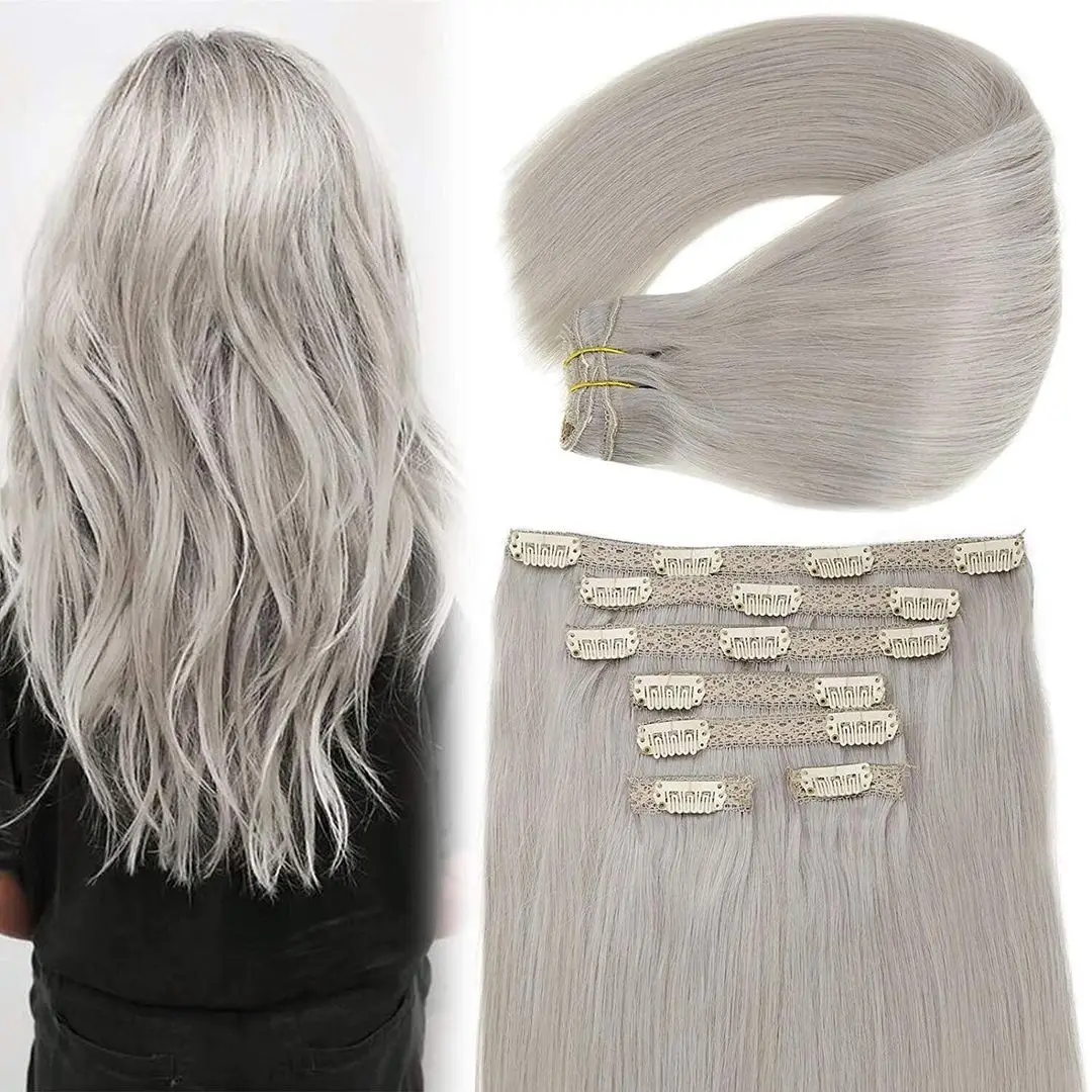 100% Russian Human Remy Clip On Hair Extensions Wholesale Natural Seamless Indian Clip In Hair Extension