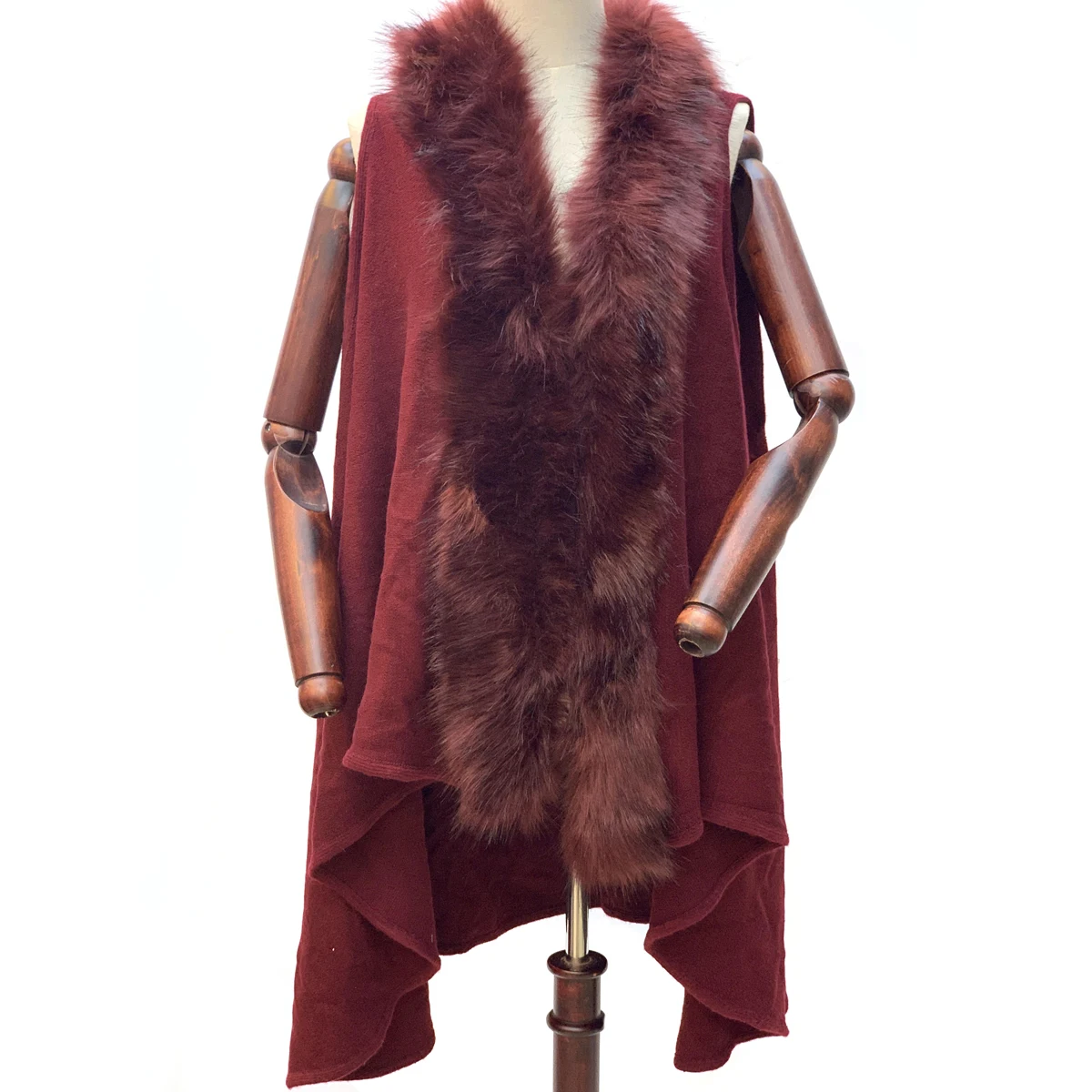 
hot knitting cashmere shawls for women winter with fox fur and sleeveless scarf and shawls 