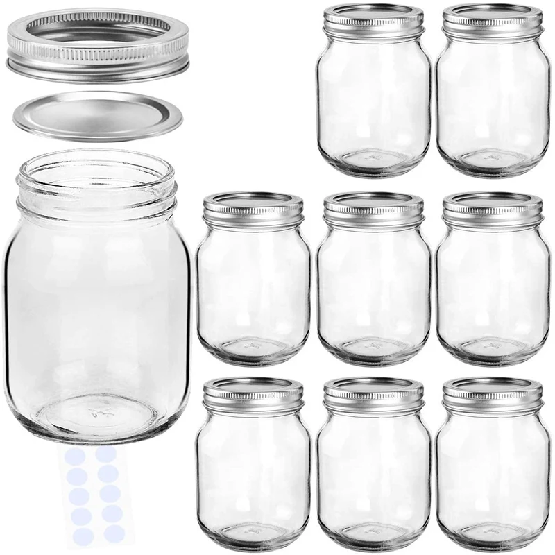 Customized Food Storage 16oz Mason Glass Jars Hot Sale Custom 150ml 300ml 500ml 1000ml glass jars with lids